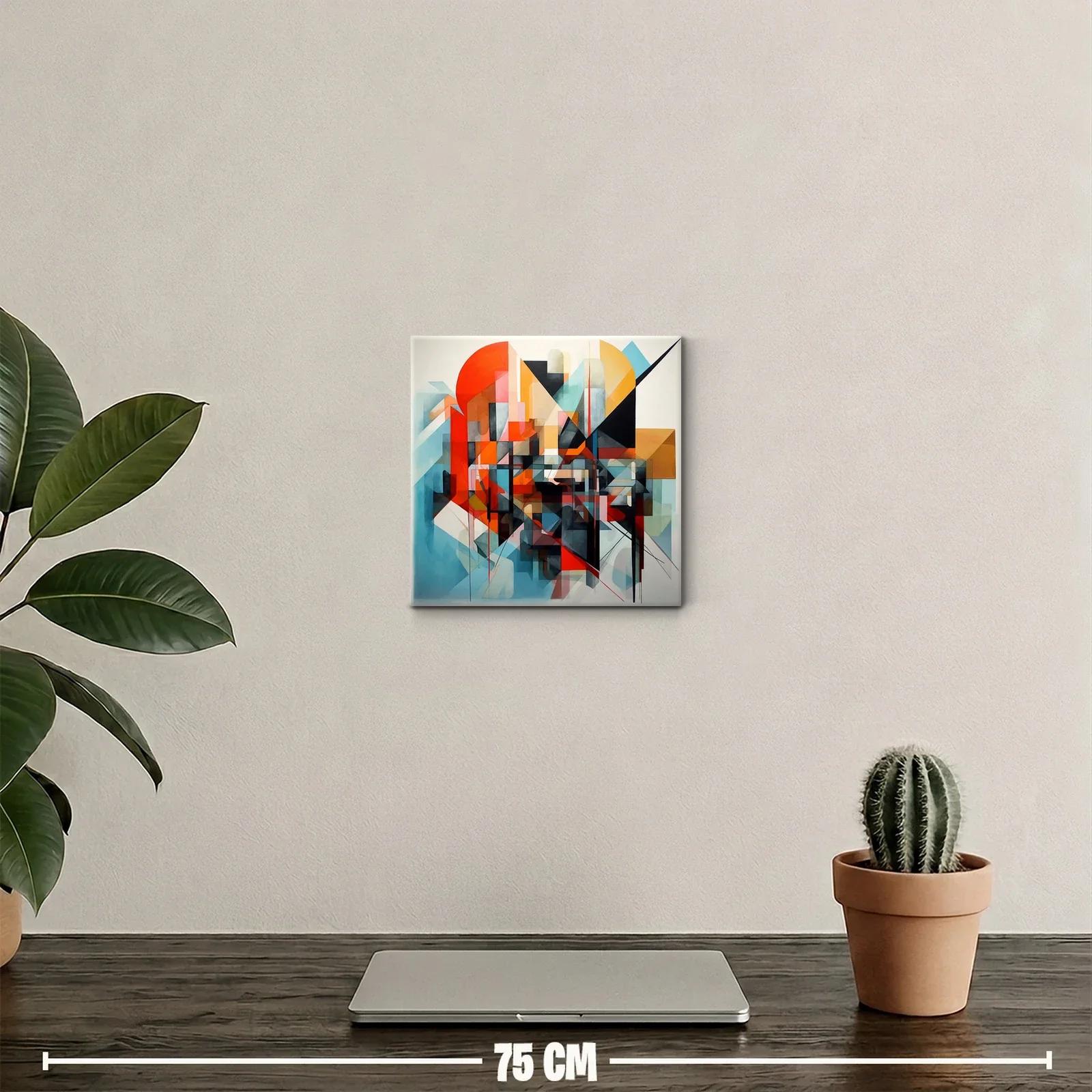 Cuadro abstracto con geometría y colores vibrantes — miniatura 2