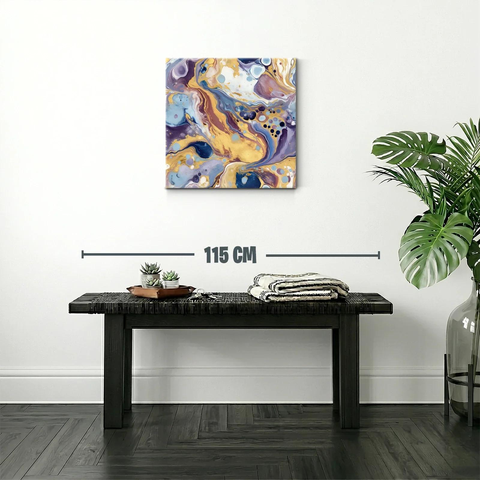 Cuadro abstracto con destellos dorados y tonos suaves — miniatura 2