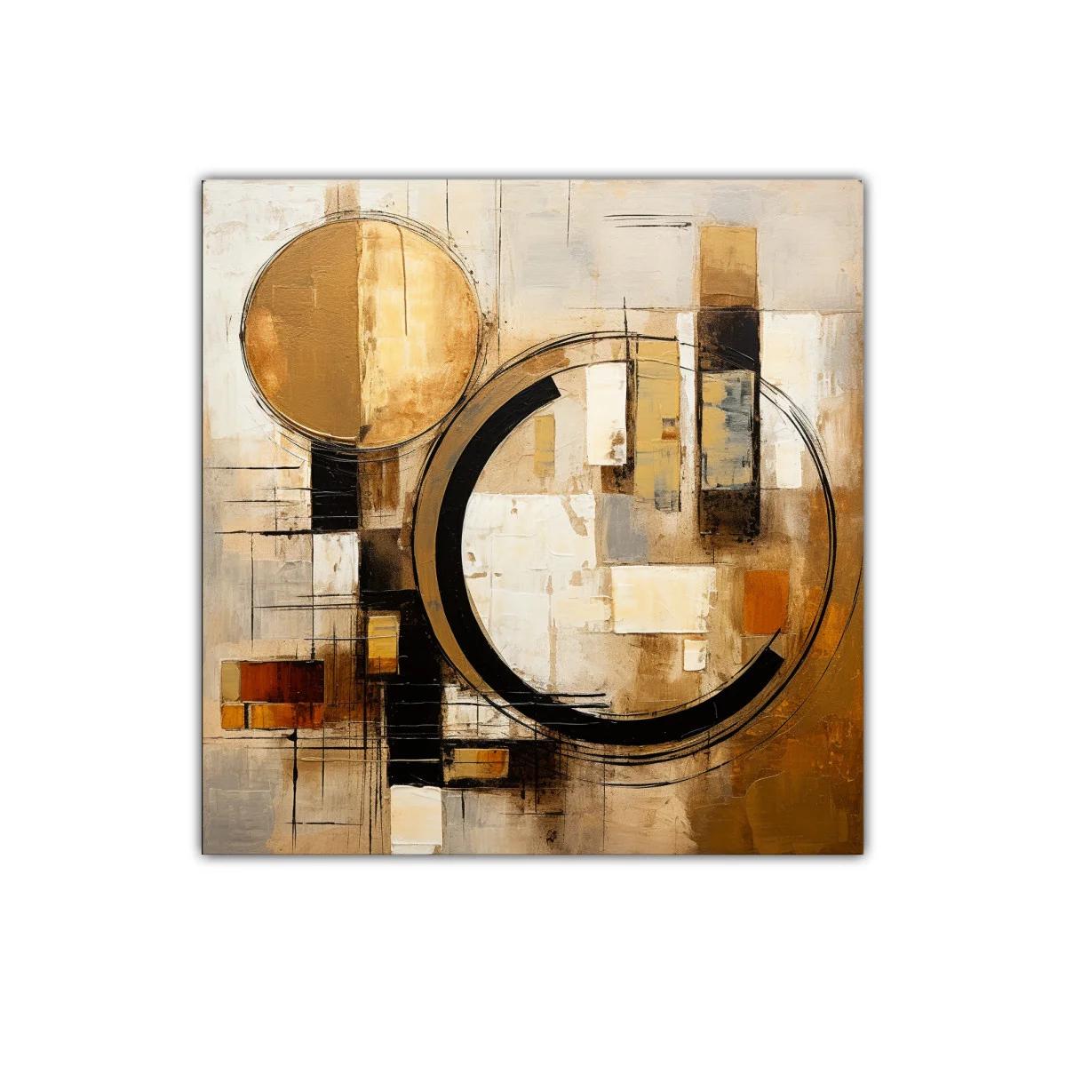 Composición abstracta con círculos y formas geométricas cálidas