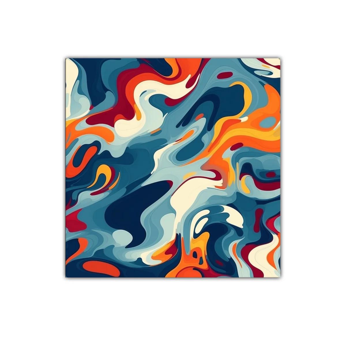 Cuadro abstracto con colores vivos y dinámicos en movimiento