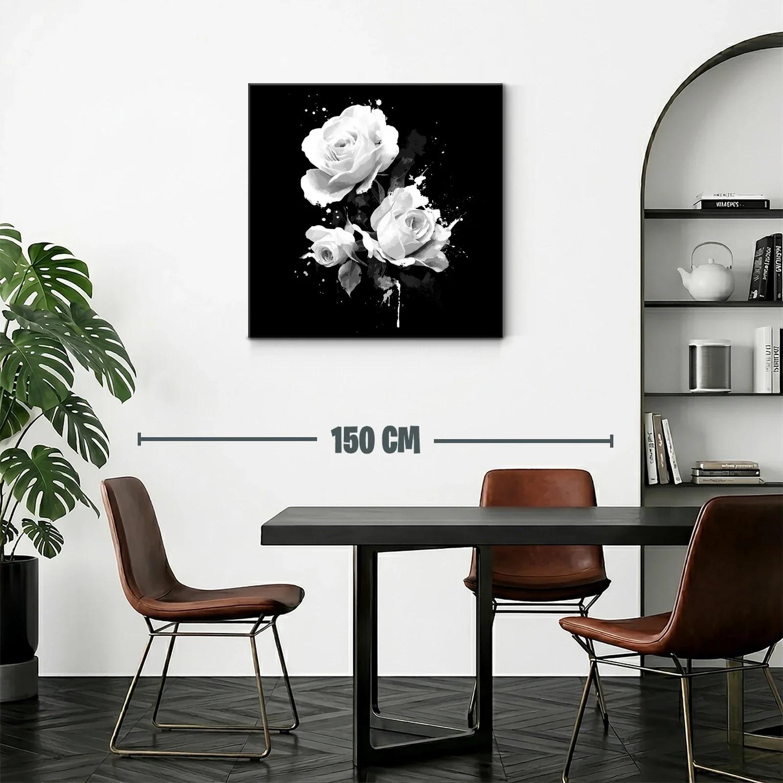 Elegancia floral en rosas blancas sobre fondo negro — miniatura 2