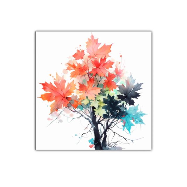 Cuadro decorativo con ramas y hojas en colores vibrantes