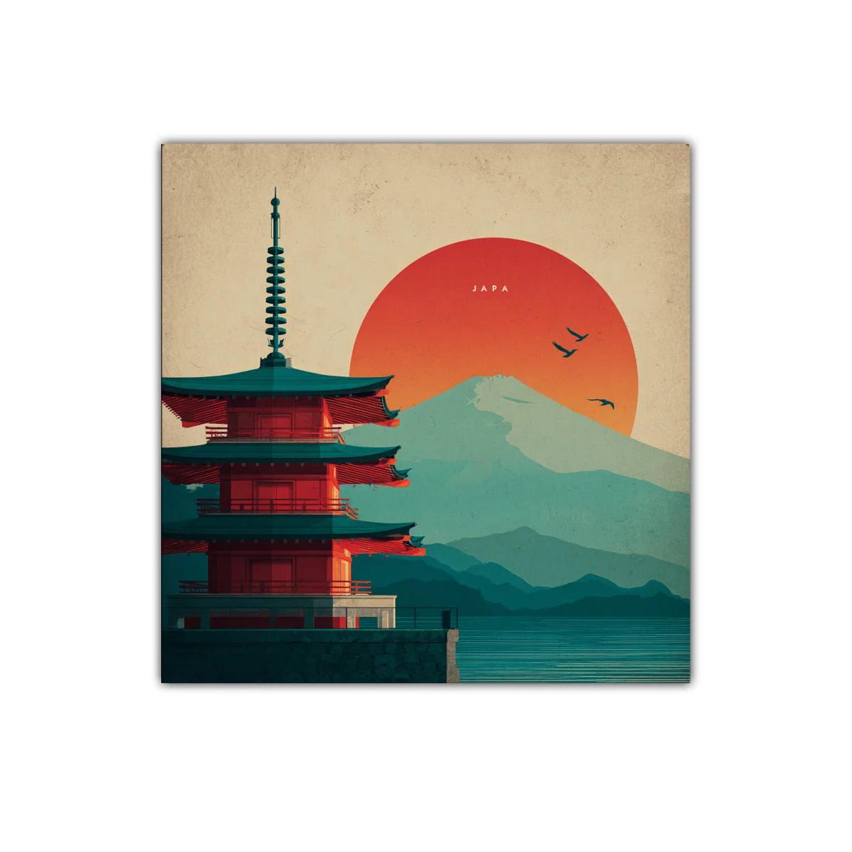 Paisaje japonés con pagoda y monte Fuji al atardecer — imagen principal