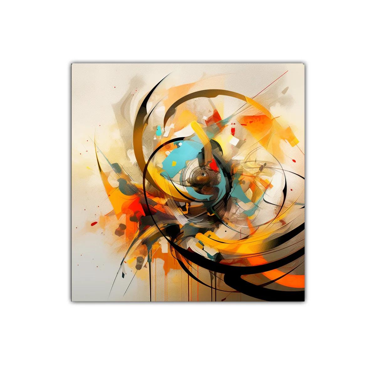 Cuadro abstracto con dinamismo y colores cálidos — imagen principal