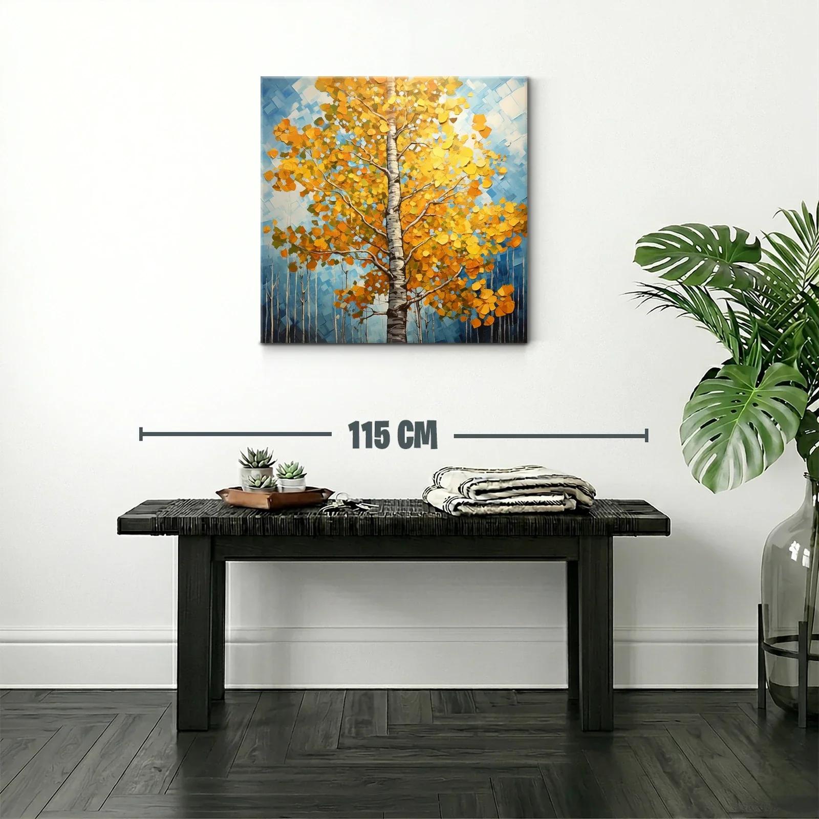 Árbol otoñal con vibrantes hojas doradas y cielo azul — miniatura 2