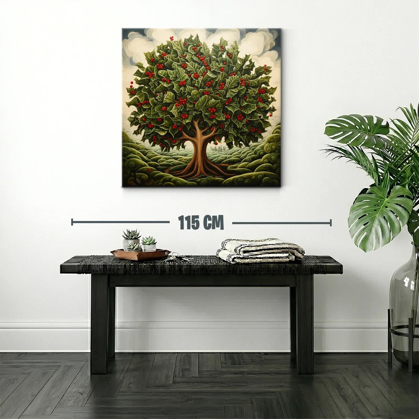 Árbol frondoso con hojas verdes y frutos rojos vibrantes — miniatura 2