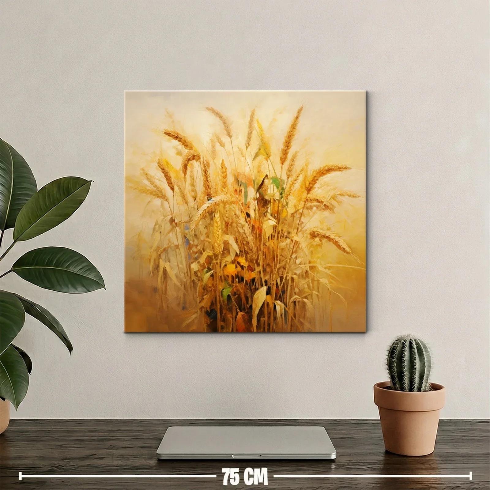 Cuadro con espigas doradas en tonos cálidos y naturales — miniatura 2