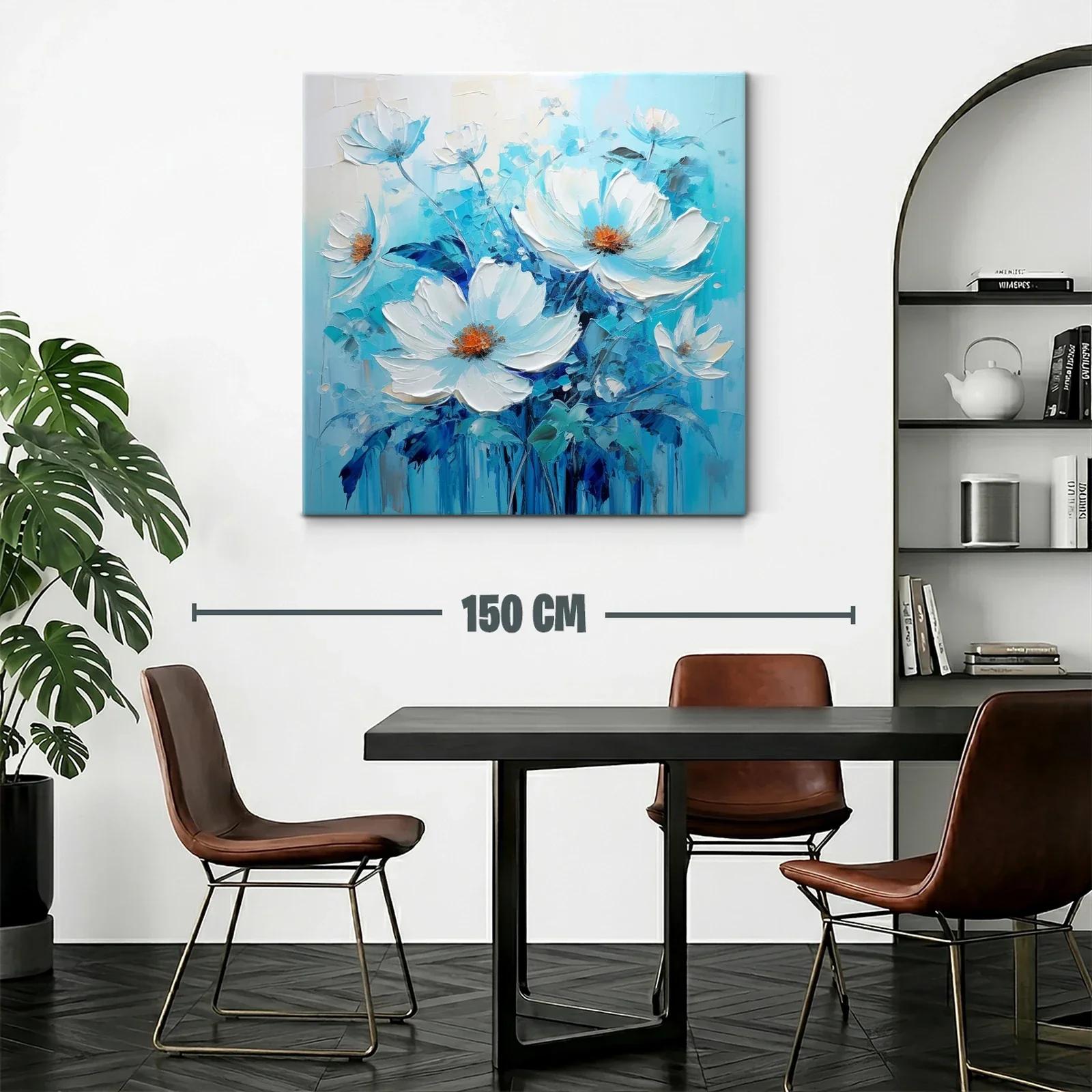 Cuadro floral con vibrantes tonos azules y blancos — miniatura 2