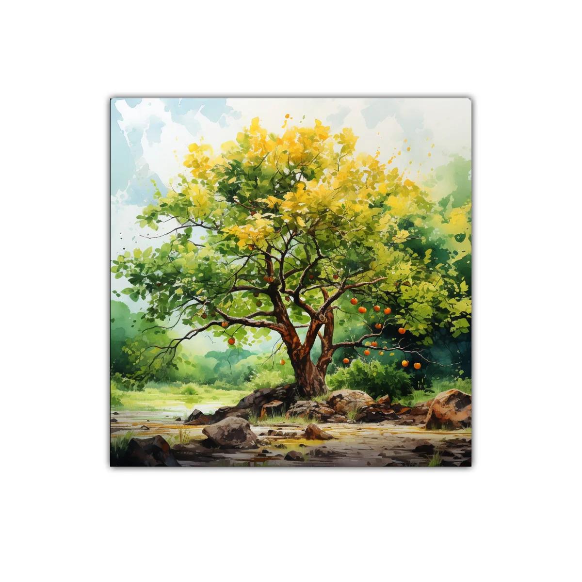 Árbol frutal lleno de vida en paisaje natural sereno — miniatura 1