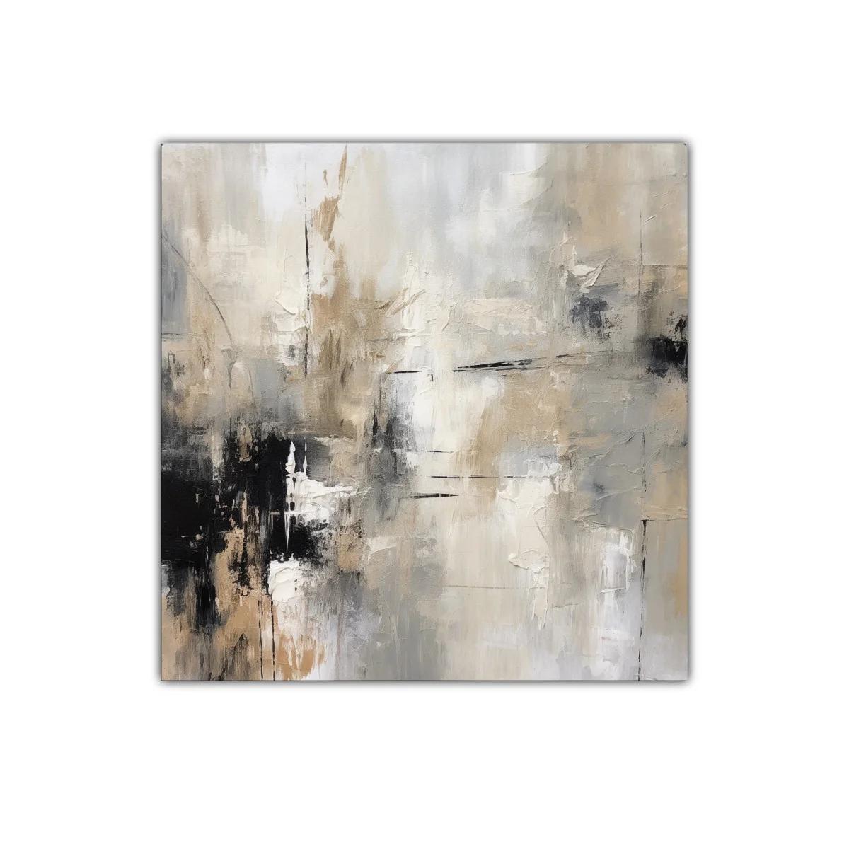 Cuadro abstracto en tonos neutros y negro para decoración — imagen principal
