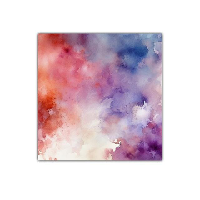 Cuadro abstracto con tonos cálidos y fríos vibrantes