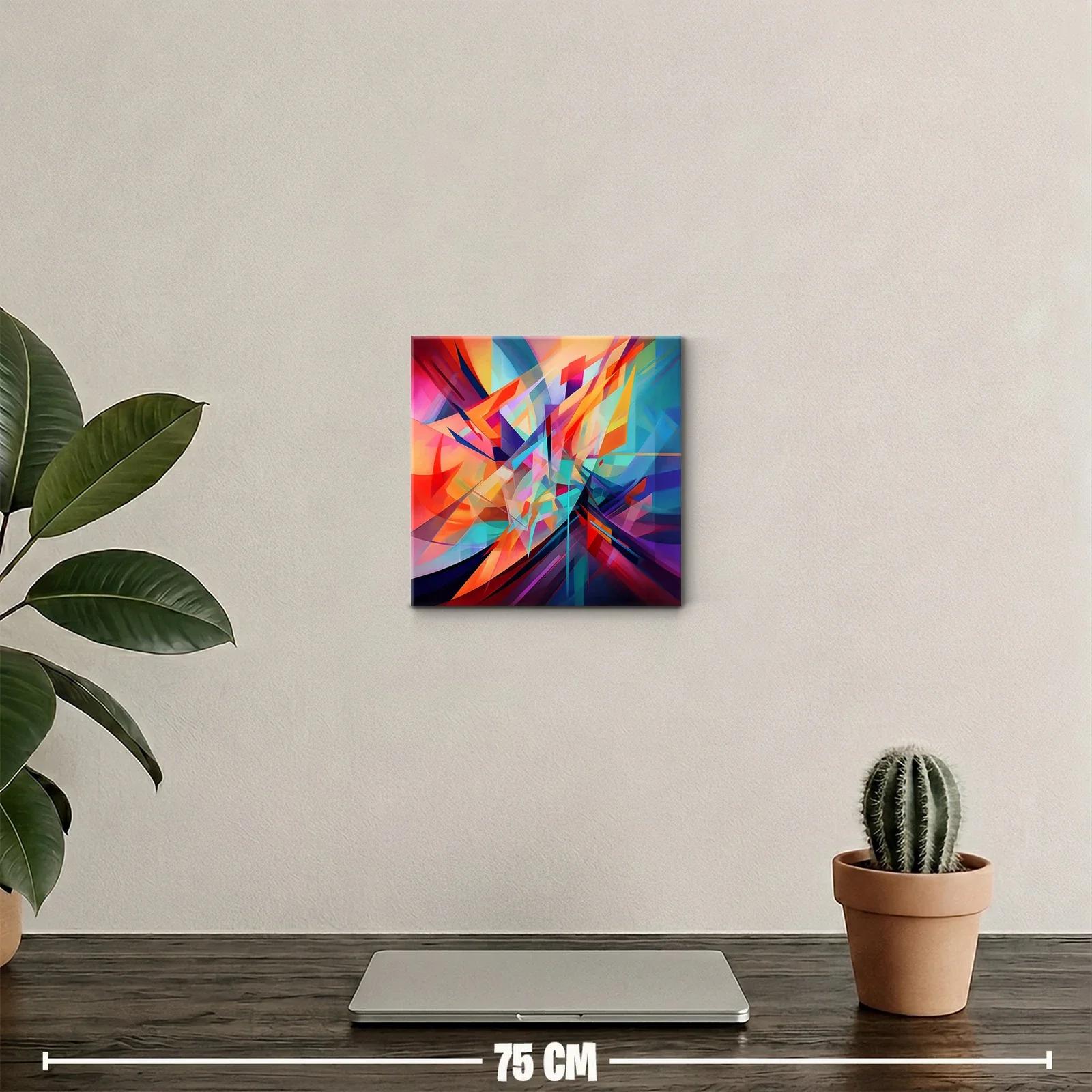 Cuadro abstracto con explosión de colores vibrantes y formas dinámicas — miniatura 2
