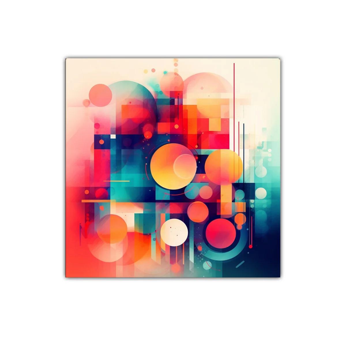 Composición Abstracta con Formas Circulares y Colores Vibrantes