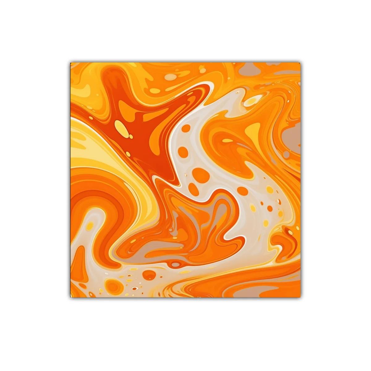 Cuadro abstracto con vibrantes formas en tonos naranjas y amarillos — imagen principal