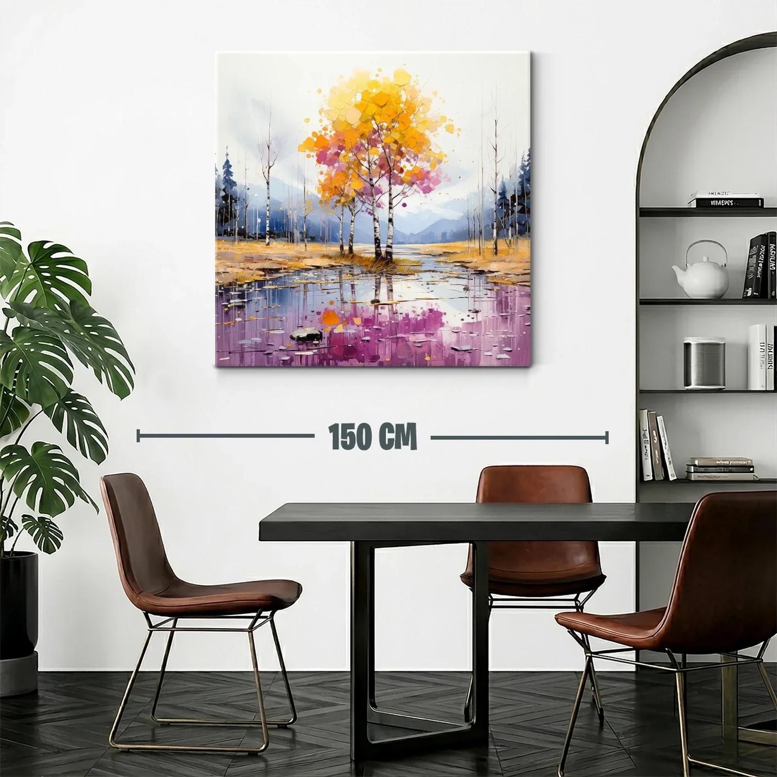 Paisaje otoñal con árboles de tonos cálidos y reflejos — miniatura 2