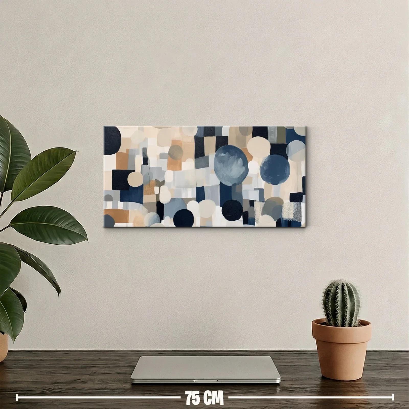 Cuadro geométrico con círculos azules y bloques rectangulares — miniatura 2