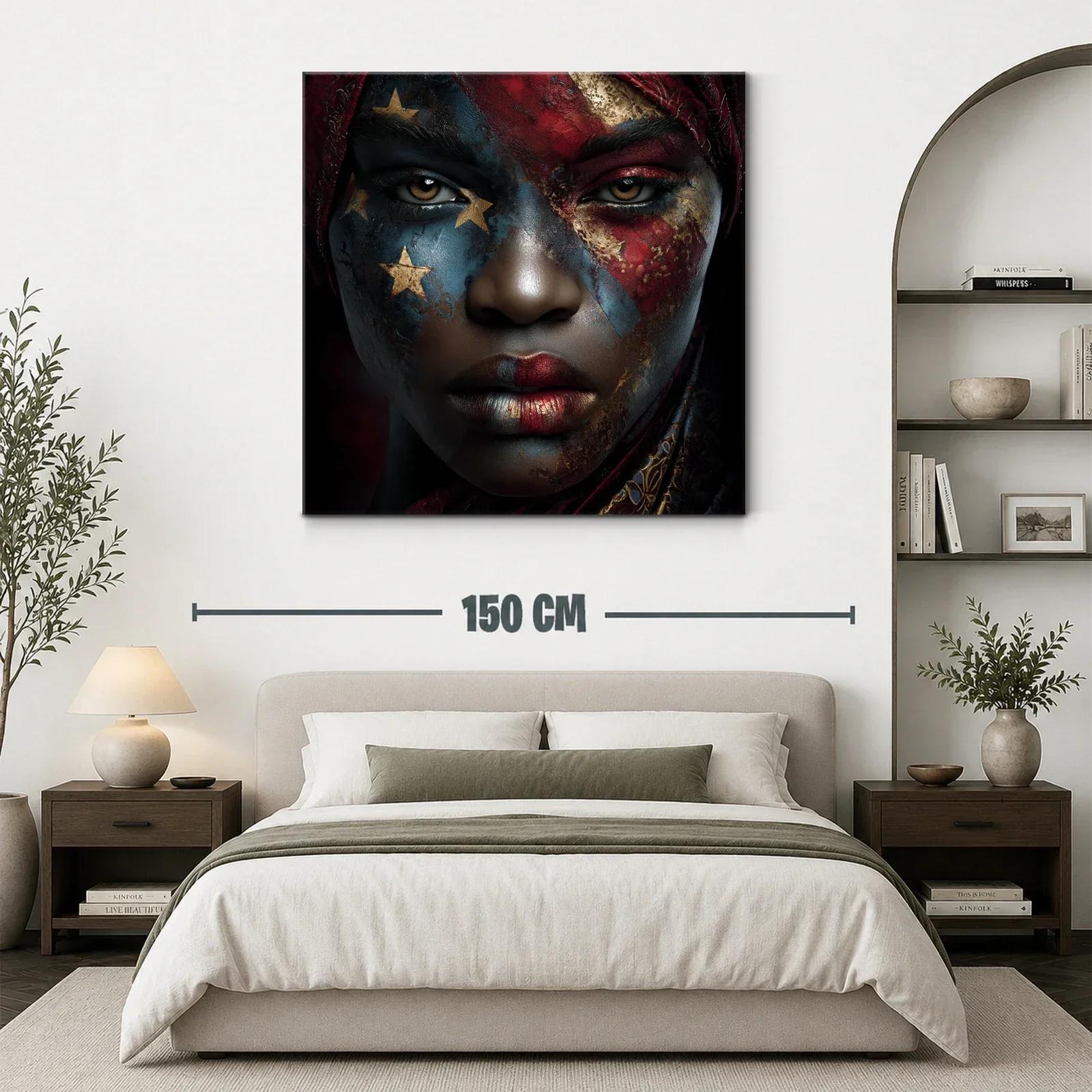 Rostro expresivo con pintura facial en tonos rojizos y dorados — miniatura 3