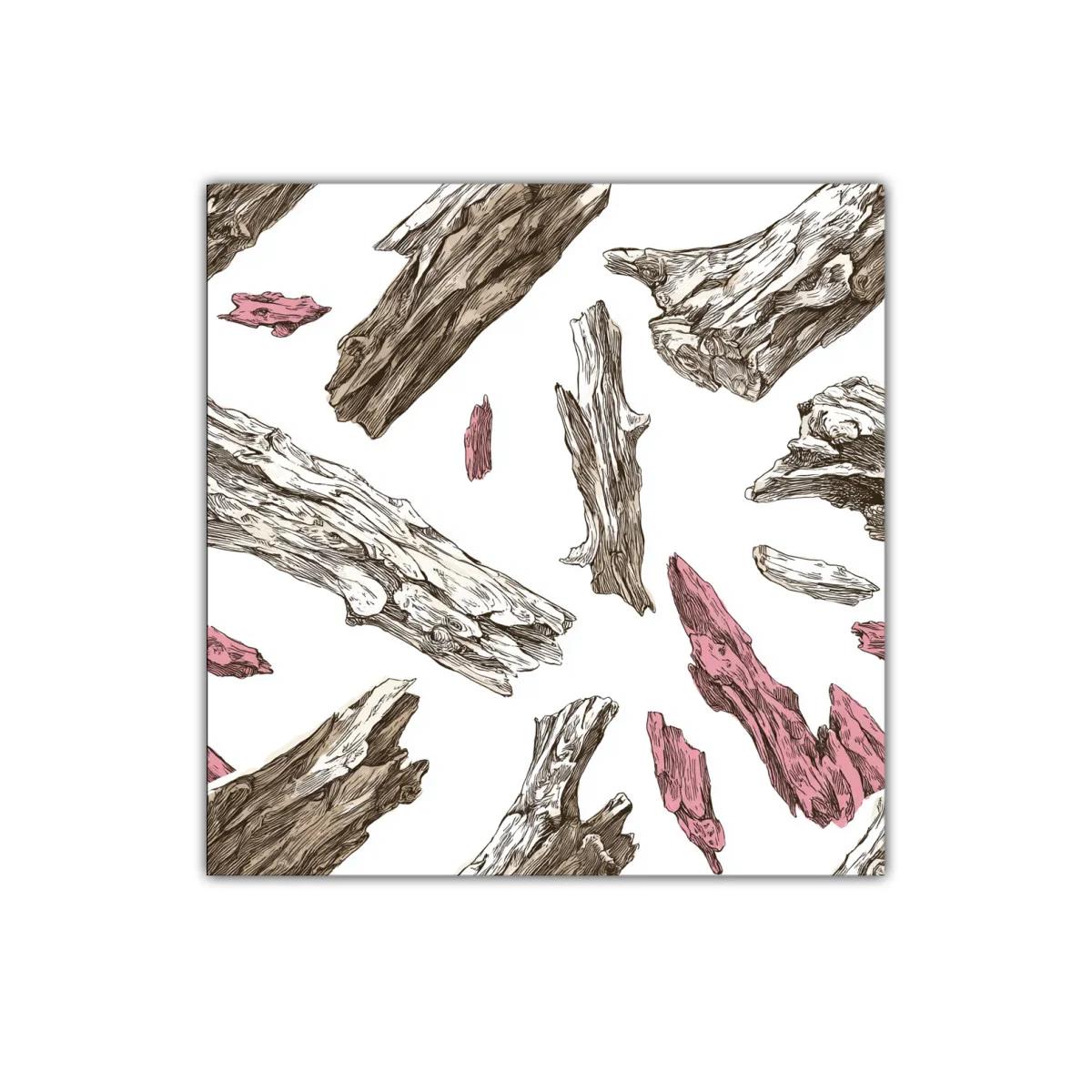 Composición moderna con fragmentos de madera en tonos naturales y rosa — imagen principal