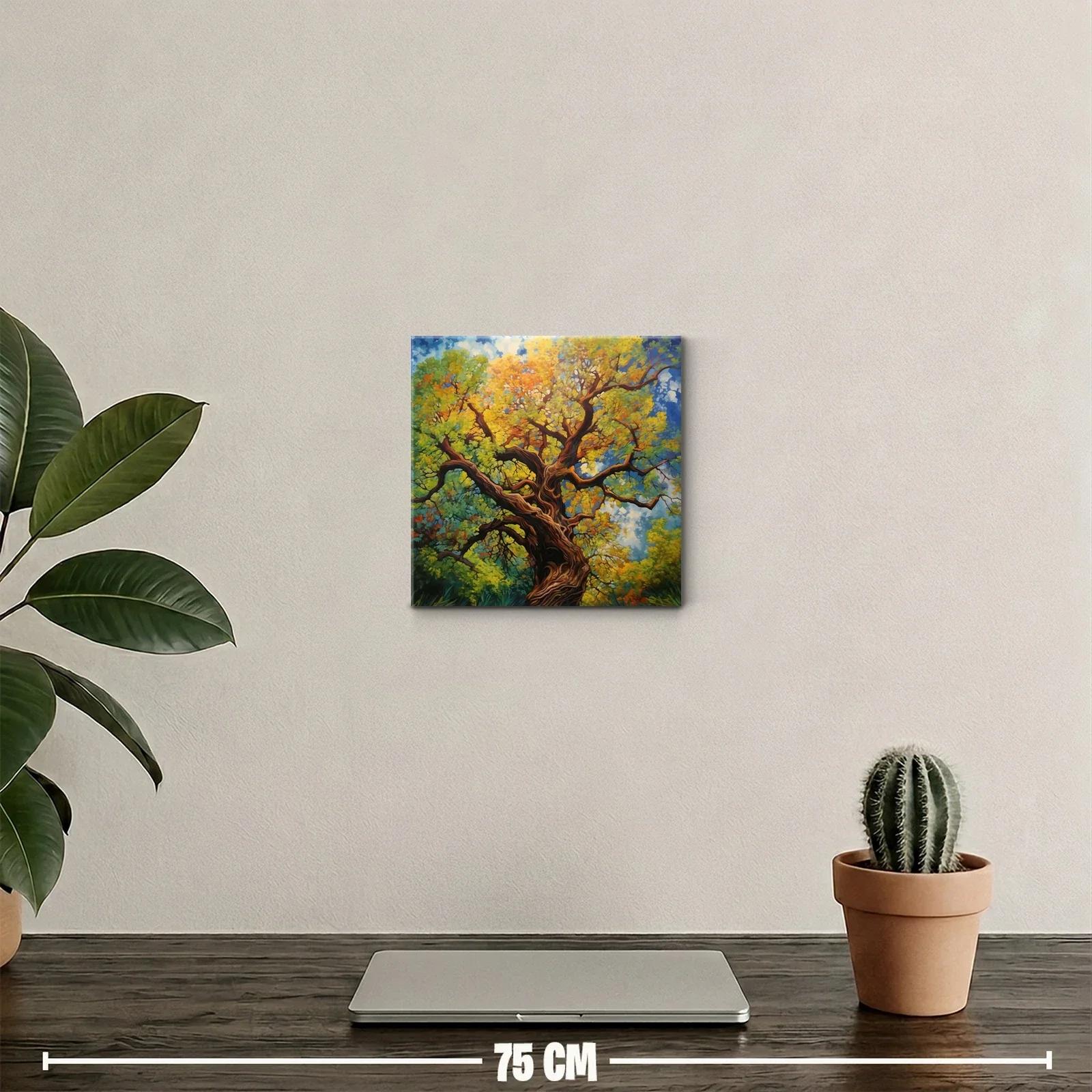 Árbol exuberante con hojas coloridas y cielo azul vibrante — miniatura 2