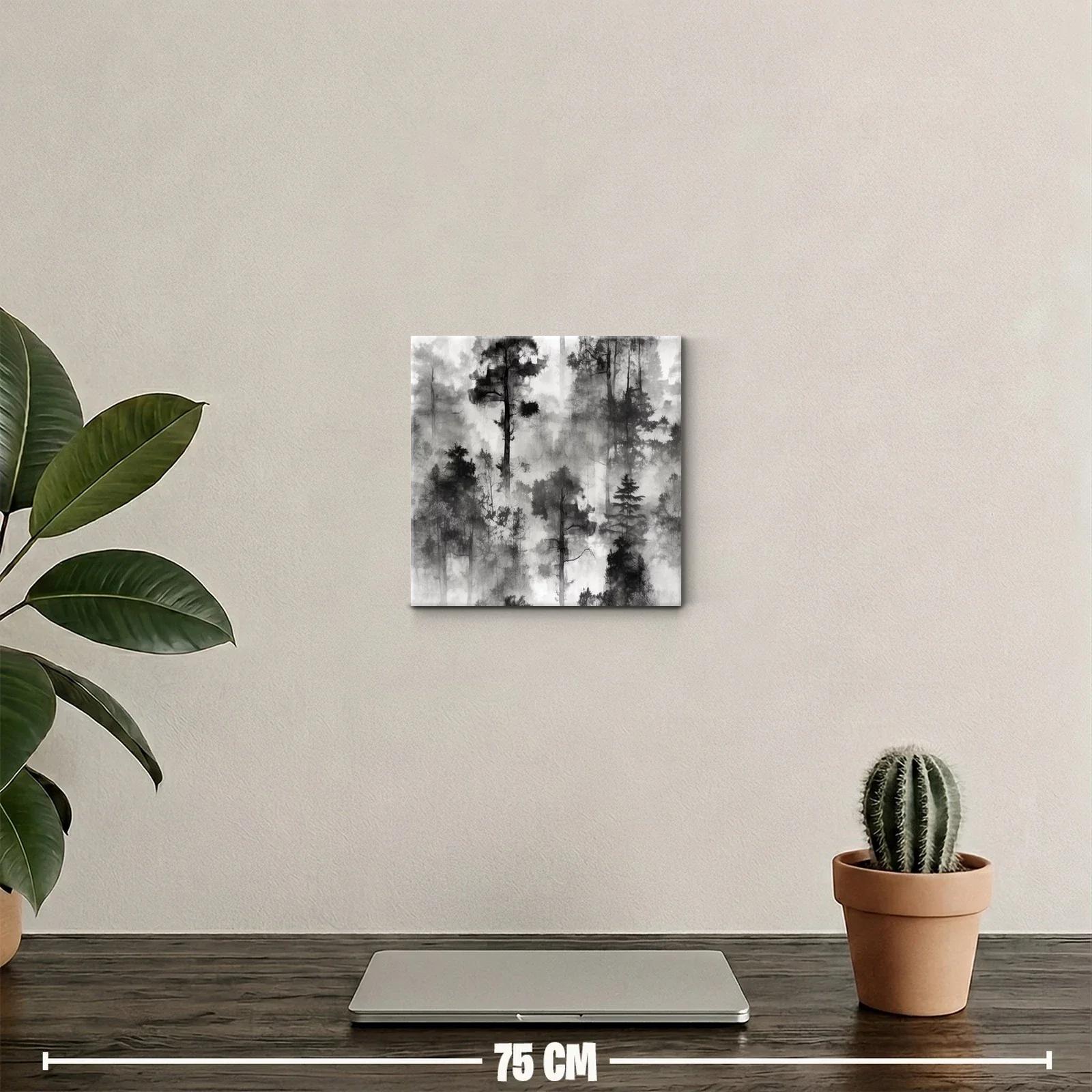 Bosque nebuloso en escala de grises elegante y sereno — miniatura 2