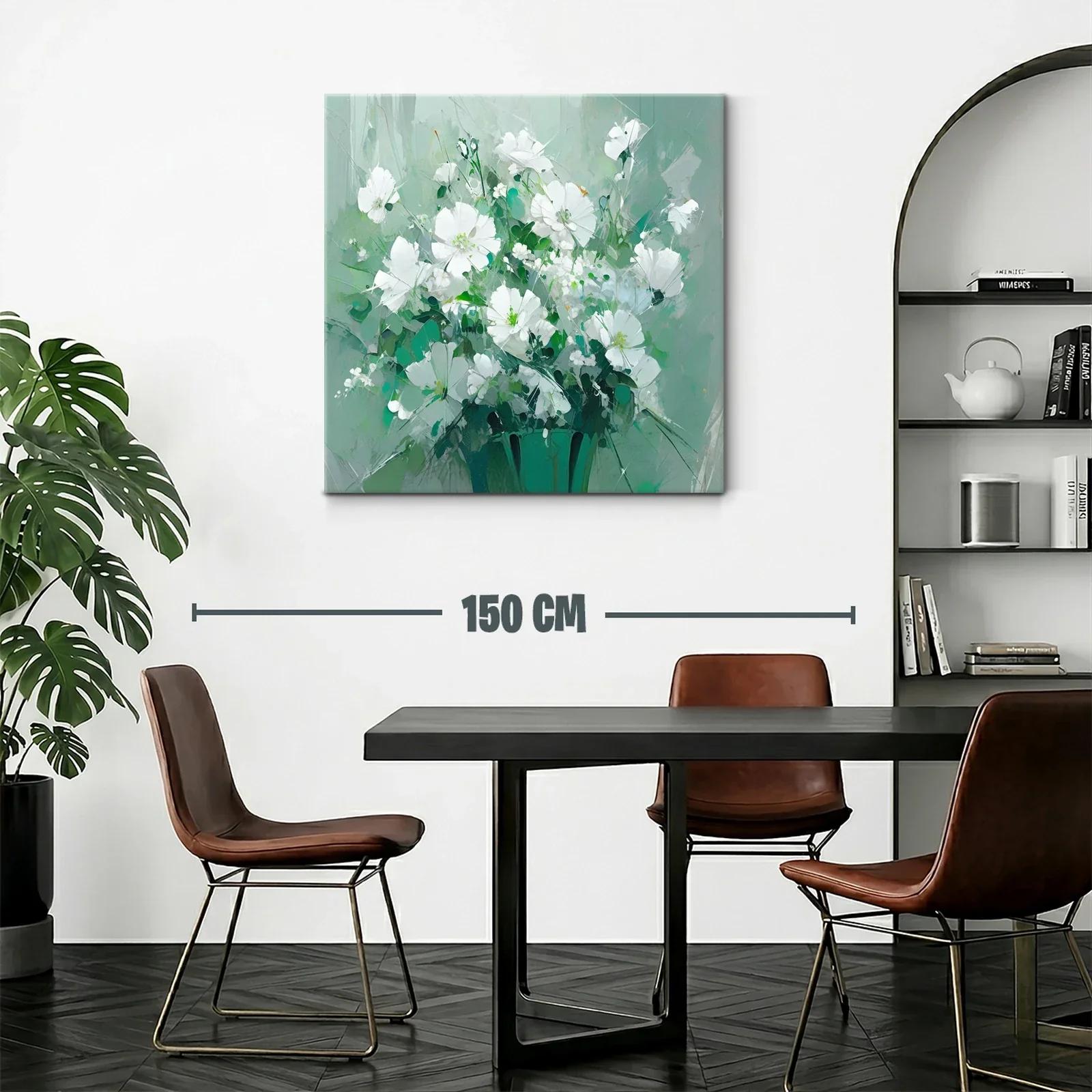Ramo de flores blancas con fondo verde suave — miniatura 2