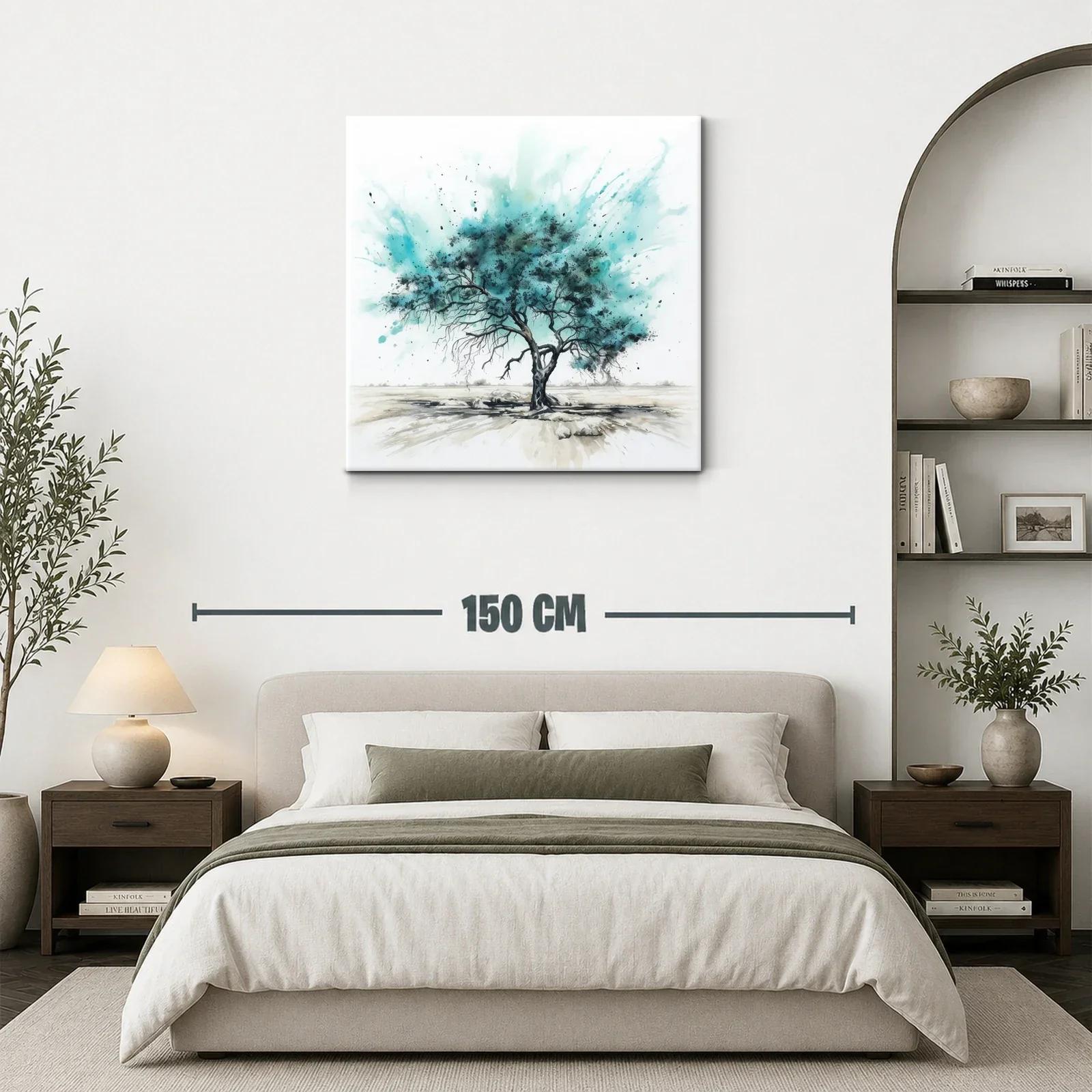 Árbol solitario con vibrantes tonos turquesa y negro — miniatura 3