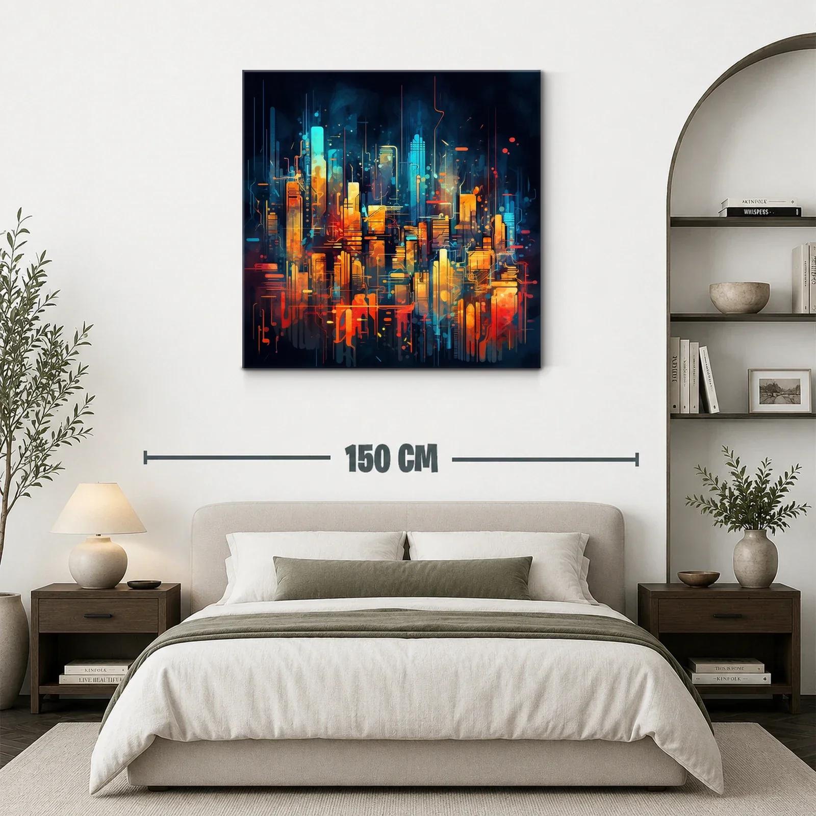 Ciudad futurista vibrante con luces cálidas y frías — miniatura 3