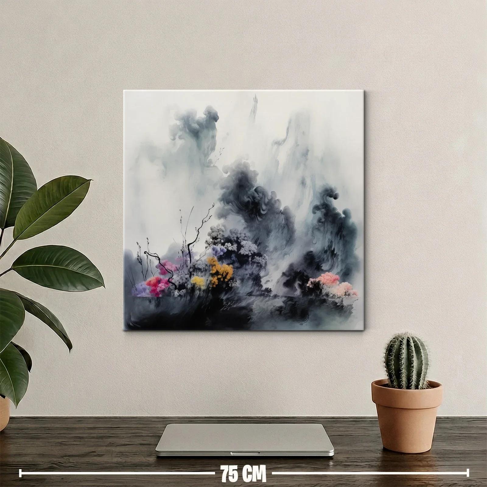 Paisaje Abstracto con Flores y Nubes en Tonos Suaves — miniatura 2