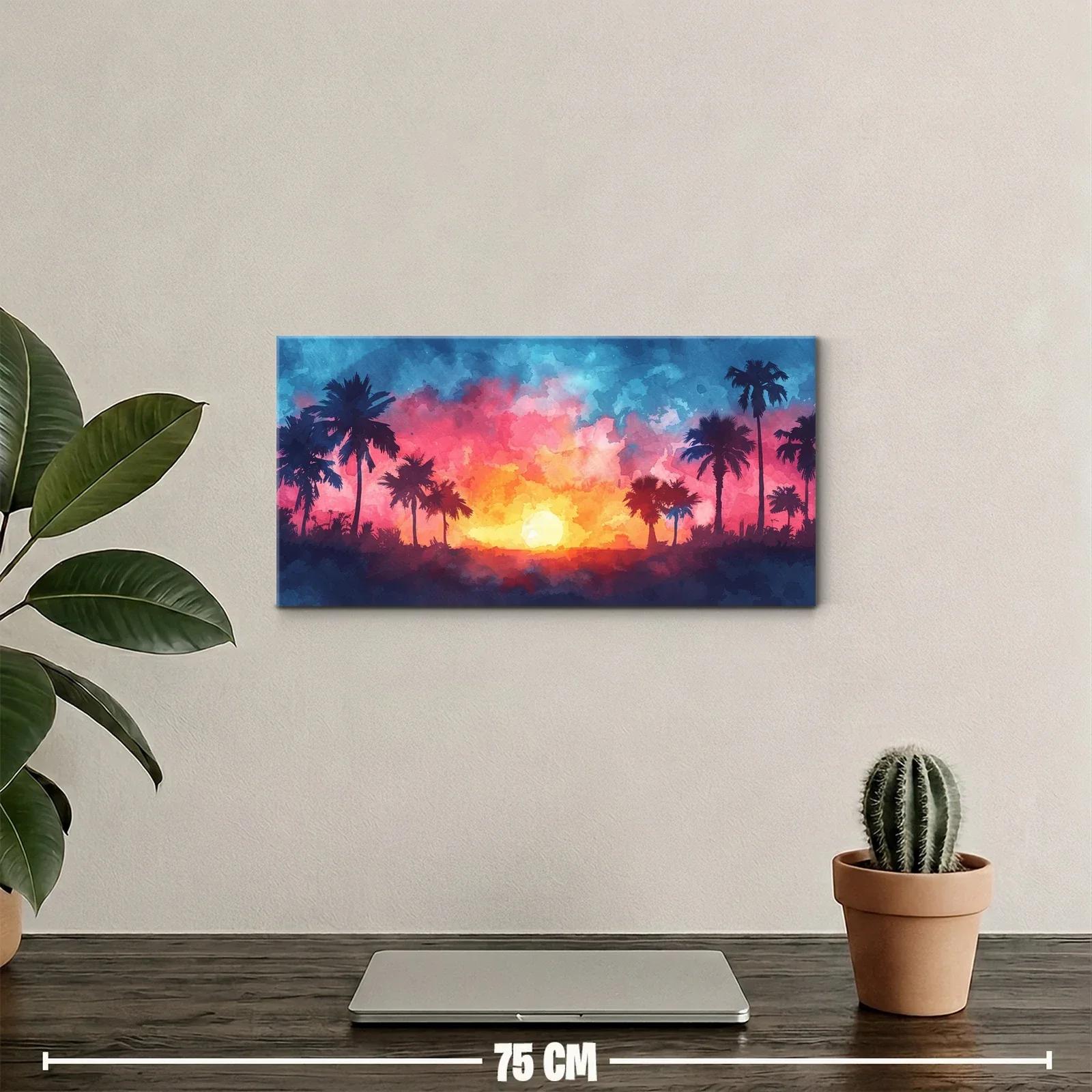 Cuadro atardecer tropical con palmeras en silueta — miniatura 2