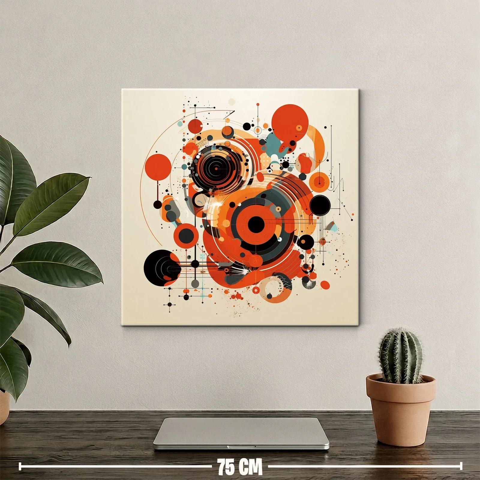 Composición abstracta con círculos en tonos cálidos y negros — miniatura 2