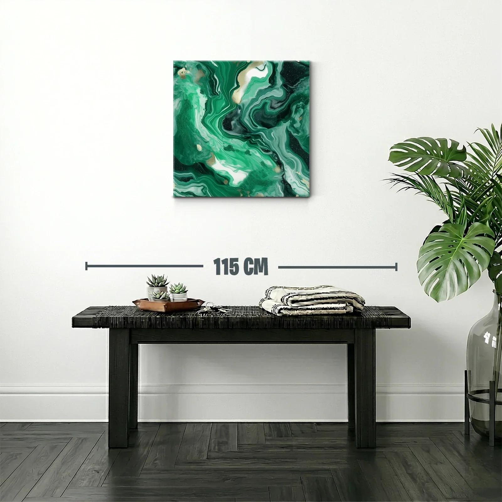 Arte abstracto con tonos verdes y detalles dorados — miniatura 2