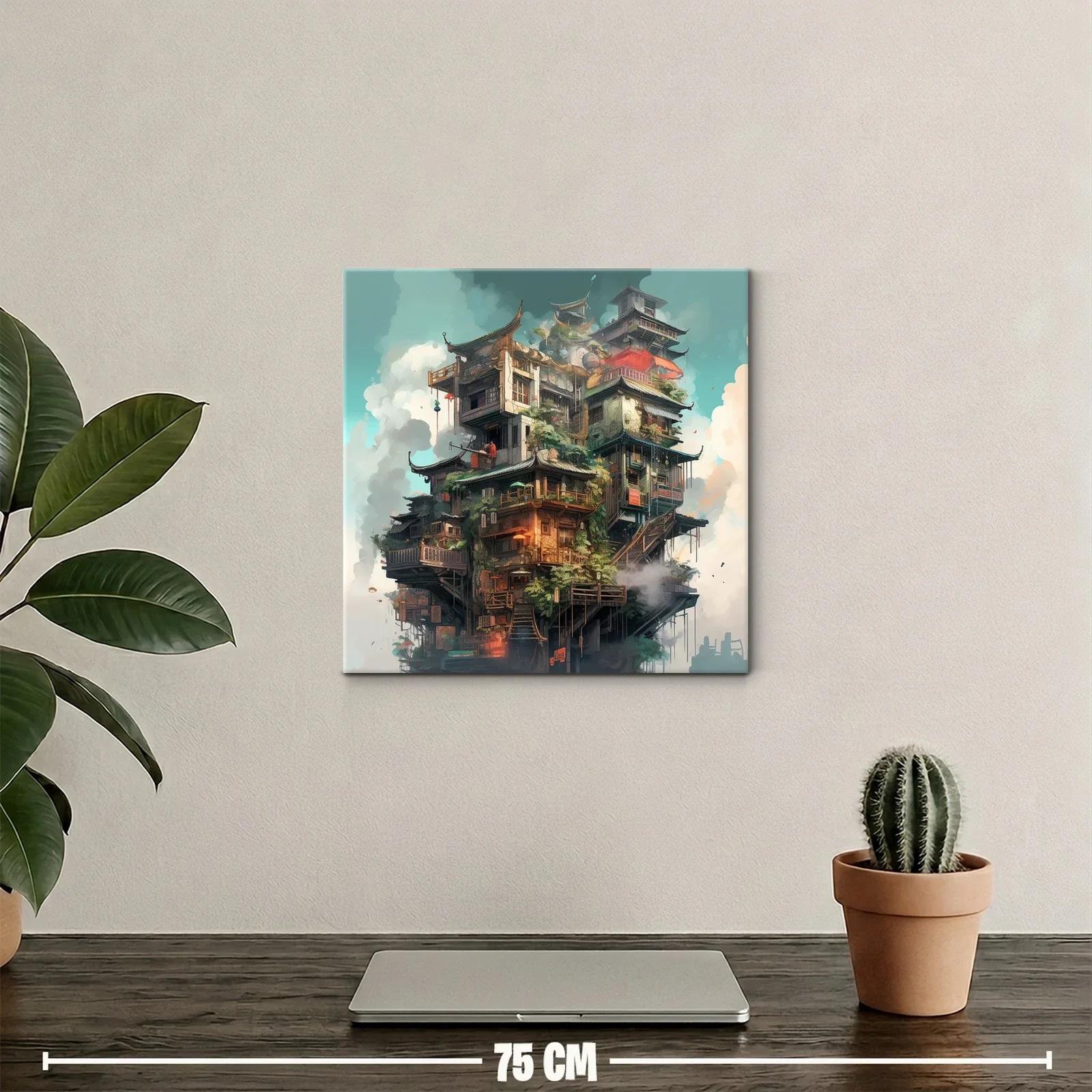 Impresionante arquitectura asiática entre nubes y plantas verdes — miniatura 2