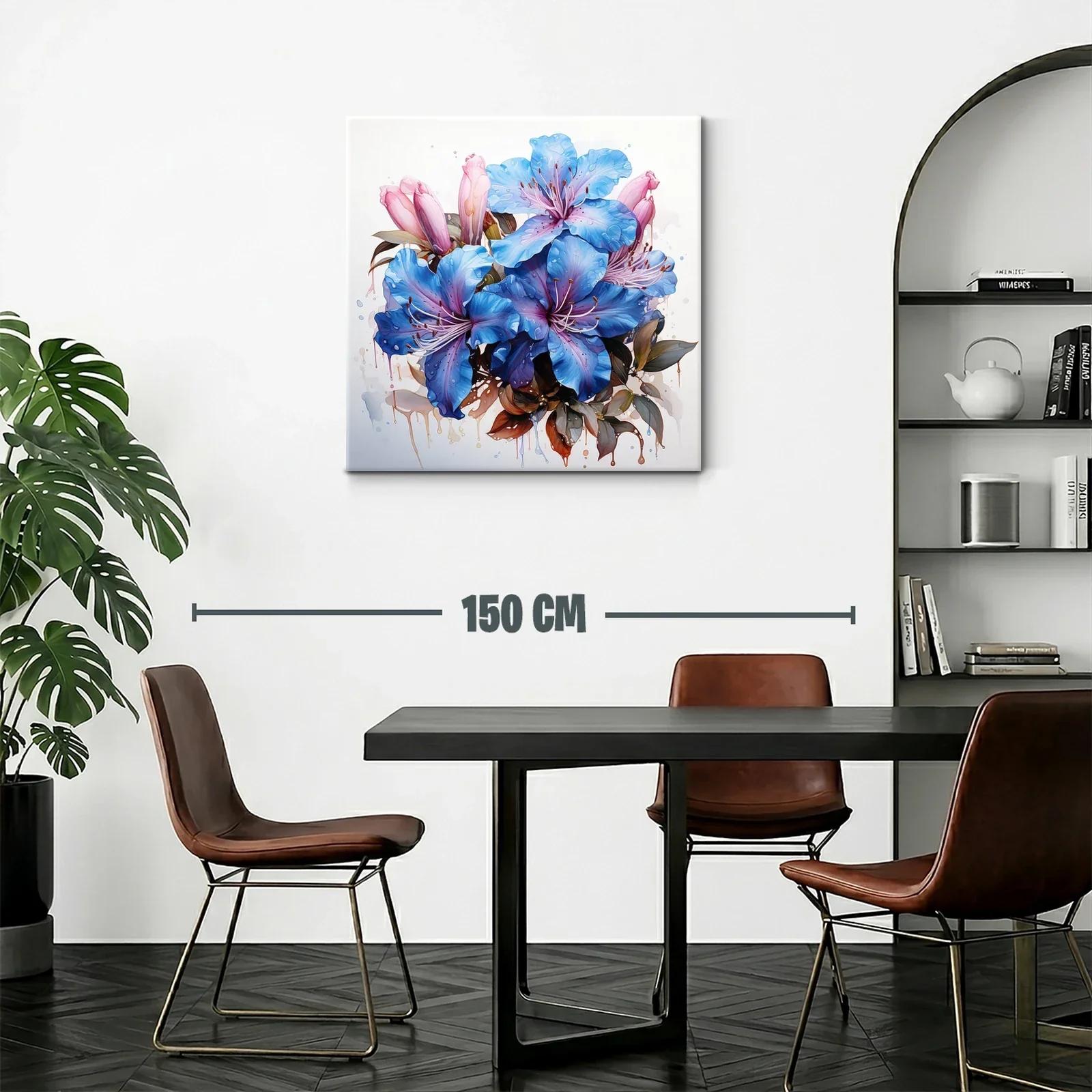 Vibrante composición floral con tonos azules y rosados cálidos — miniatura 2