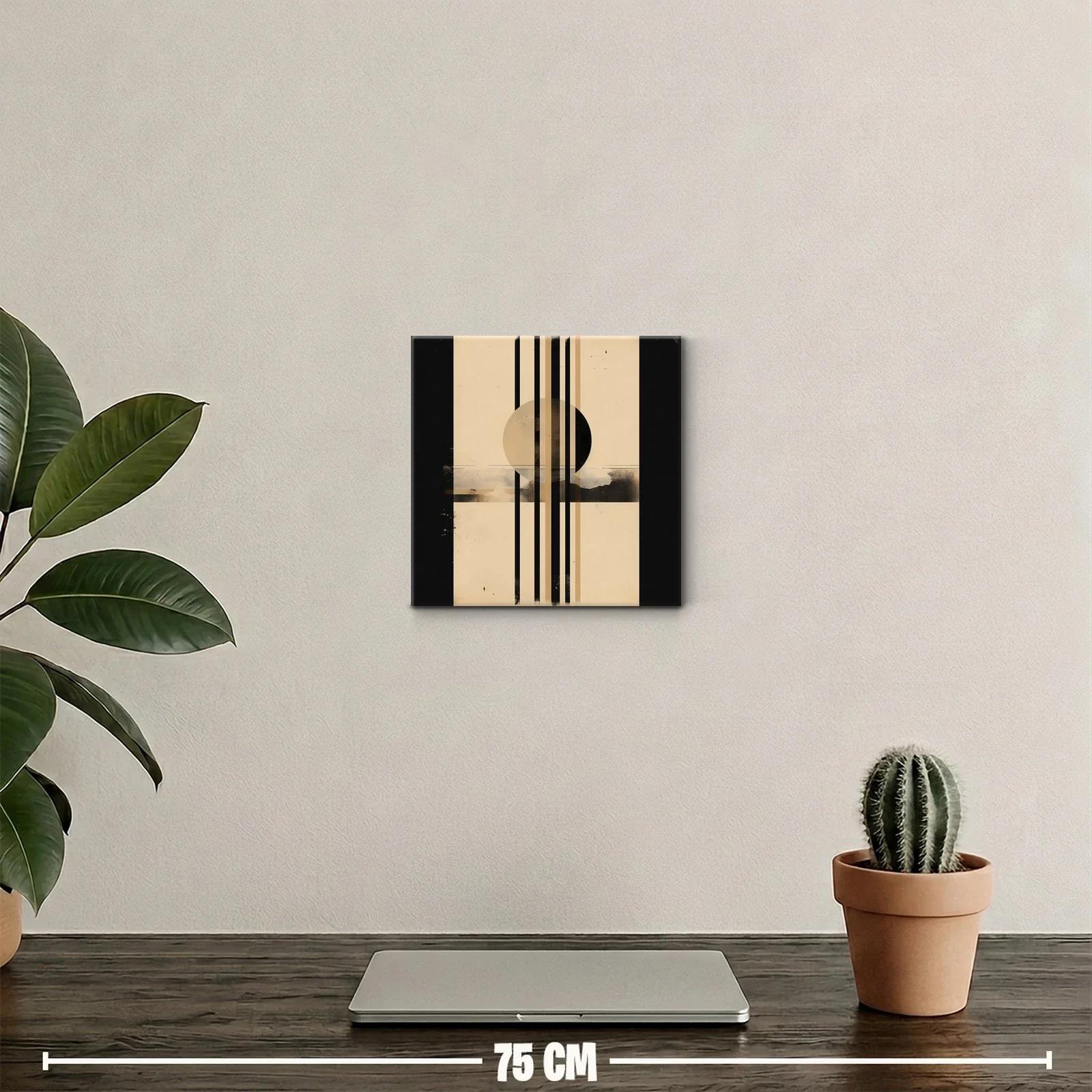 Composición geométrica contemporánea en tonos neutros y negro — miniatura 2