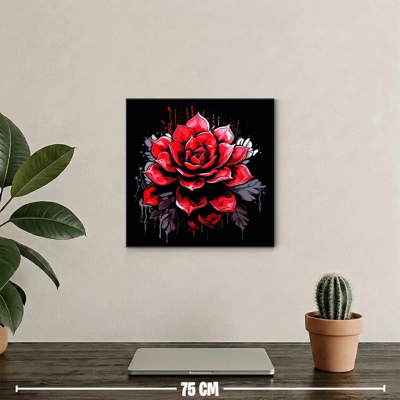 Impactante rosa roja con fondo oscuro vibrante — miniatura 2