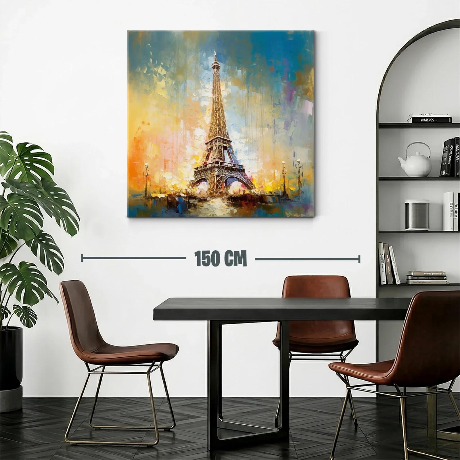 Cuadro Torre Eiffel con tonos cálidos y cielo azul brillante — miniatura 2