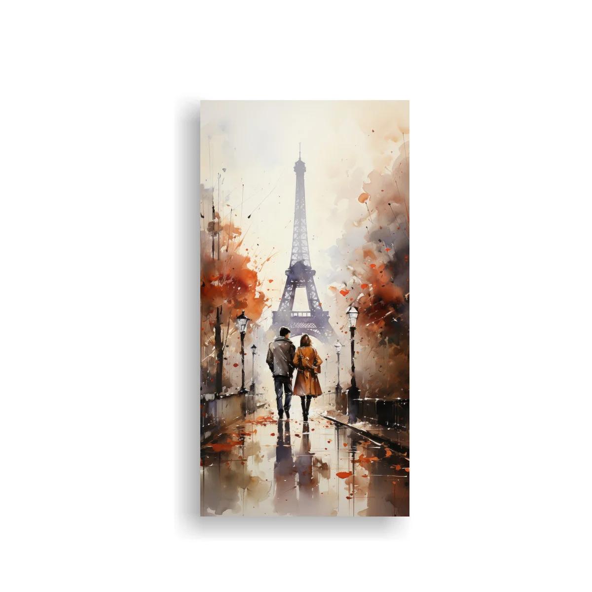 Cuadro Torre Eiffel con paseo otoñal y farolas