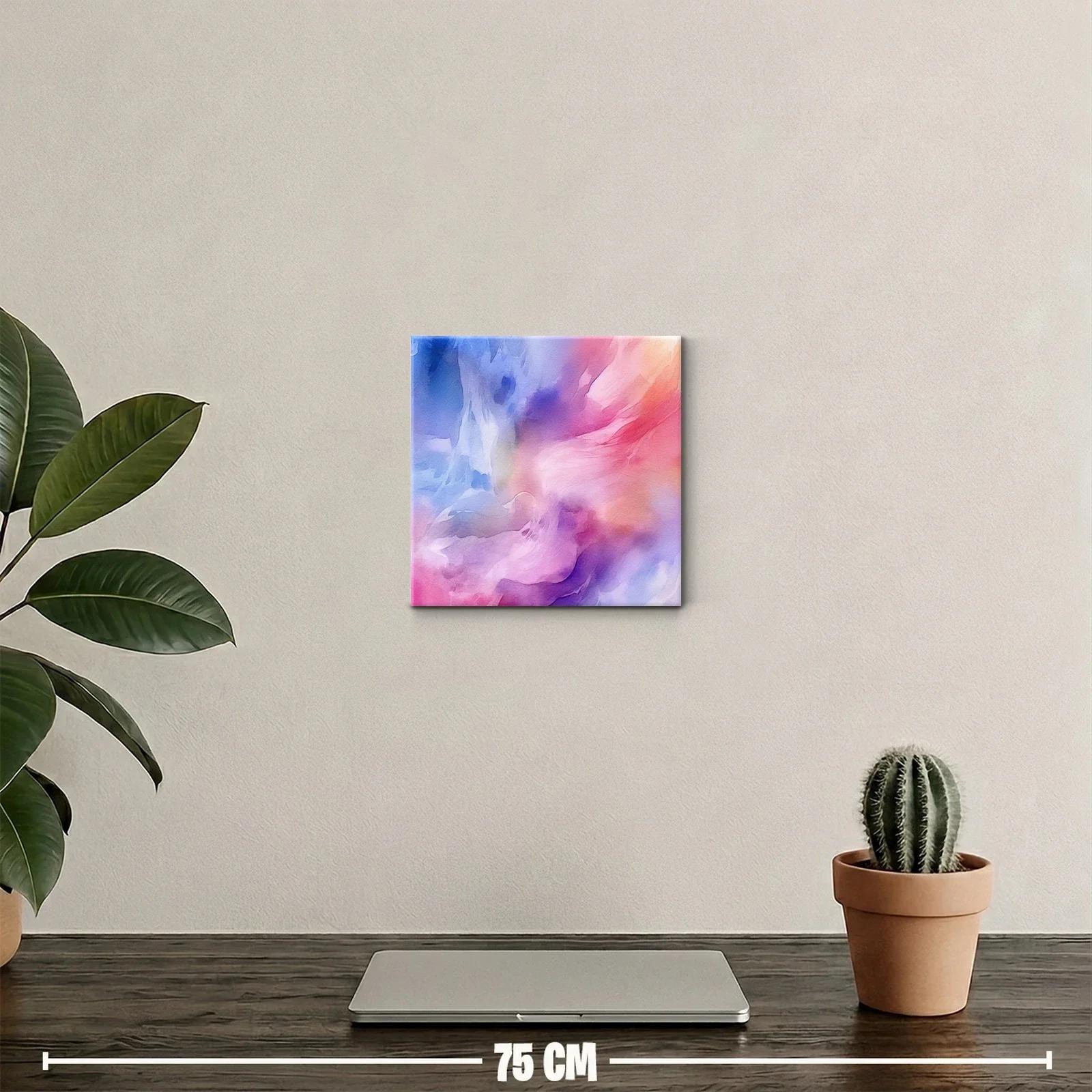 Cuadro abstracto en tonos violetas rosas y azules delicados — miniatura 2