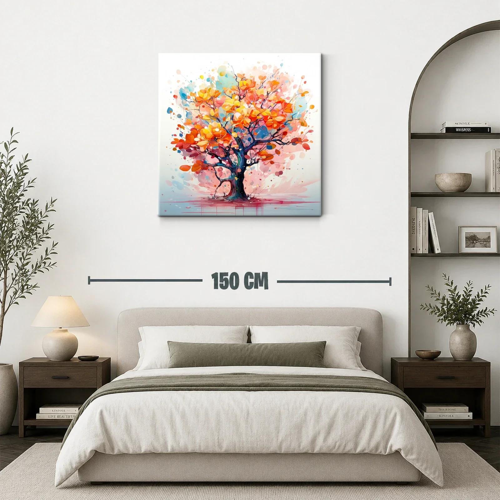 Árbol vibrante con hojas en tonos cálidos y azules — miniatura 3