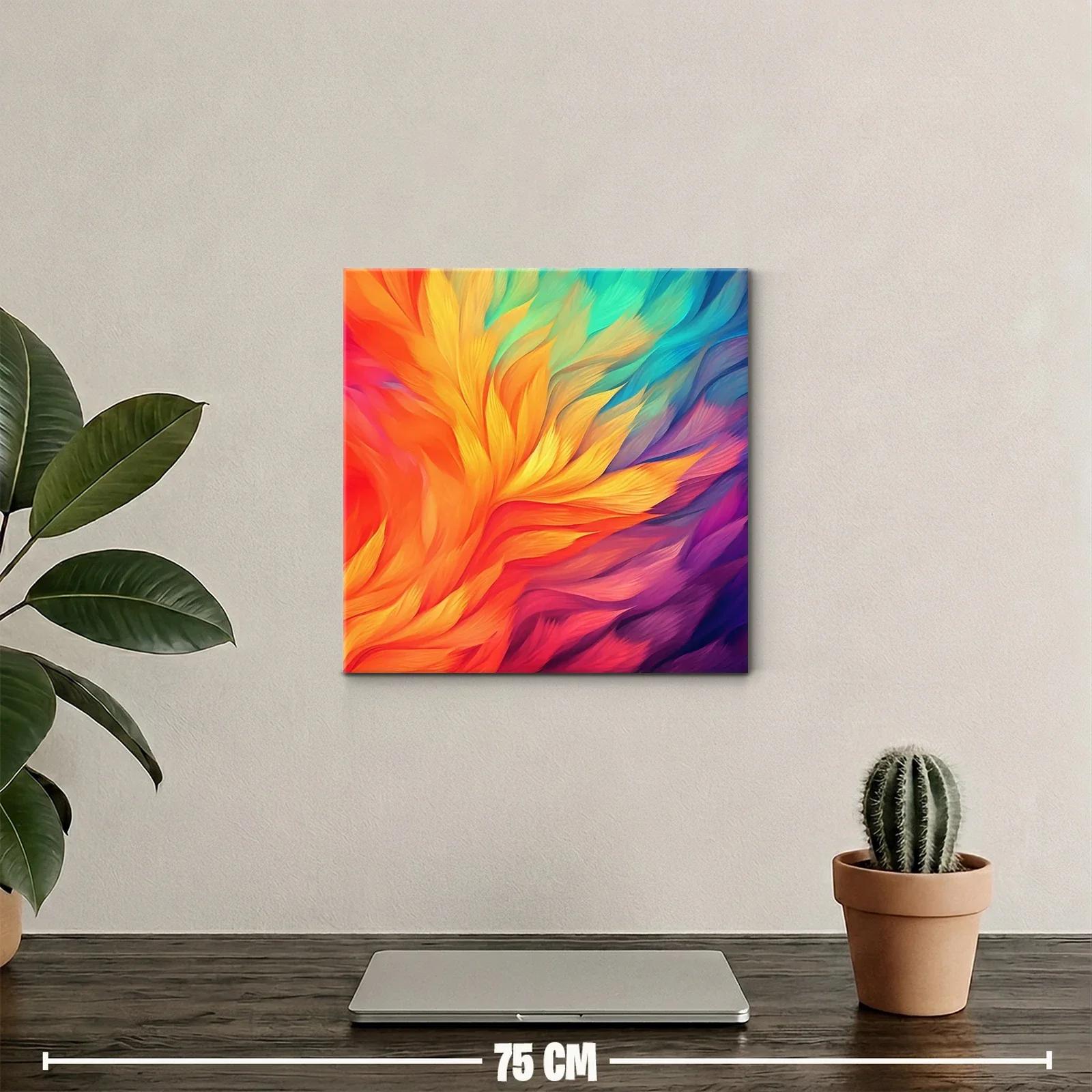 Cuadro abstracto en vibrantes tonos cálidos y fríos — miniatura 2