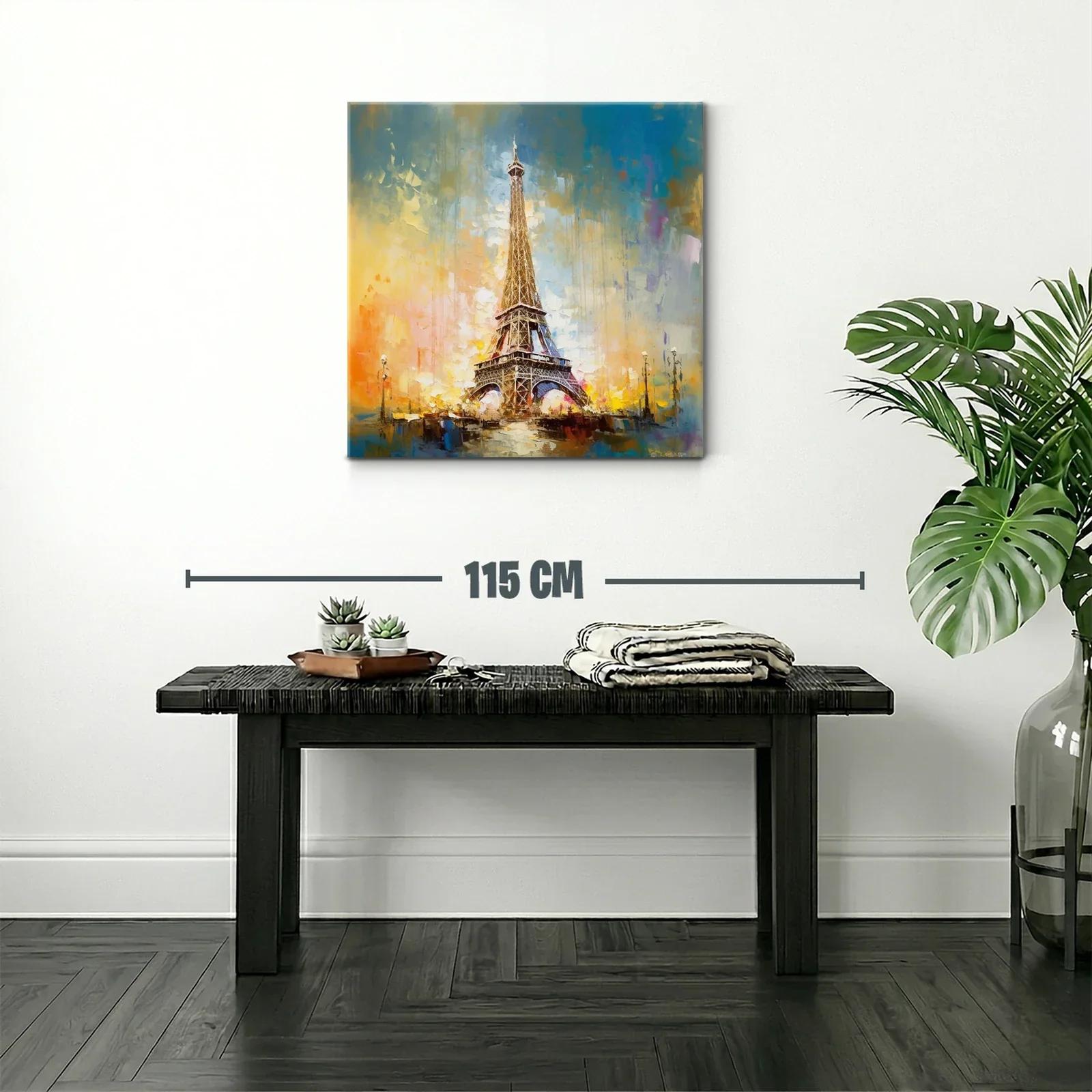 Cuadro Torre Eiffel con tonos cálidos y cielo azul brillante — miniatura 2