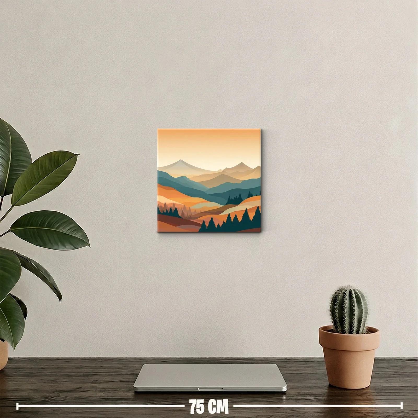 Paisaje montañoso en tonos cálidos y verdes suaves — miniatura 2