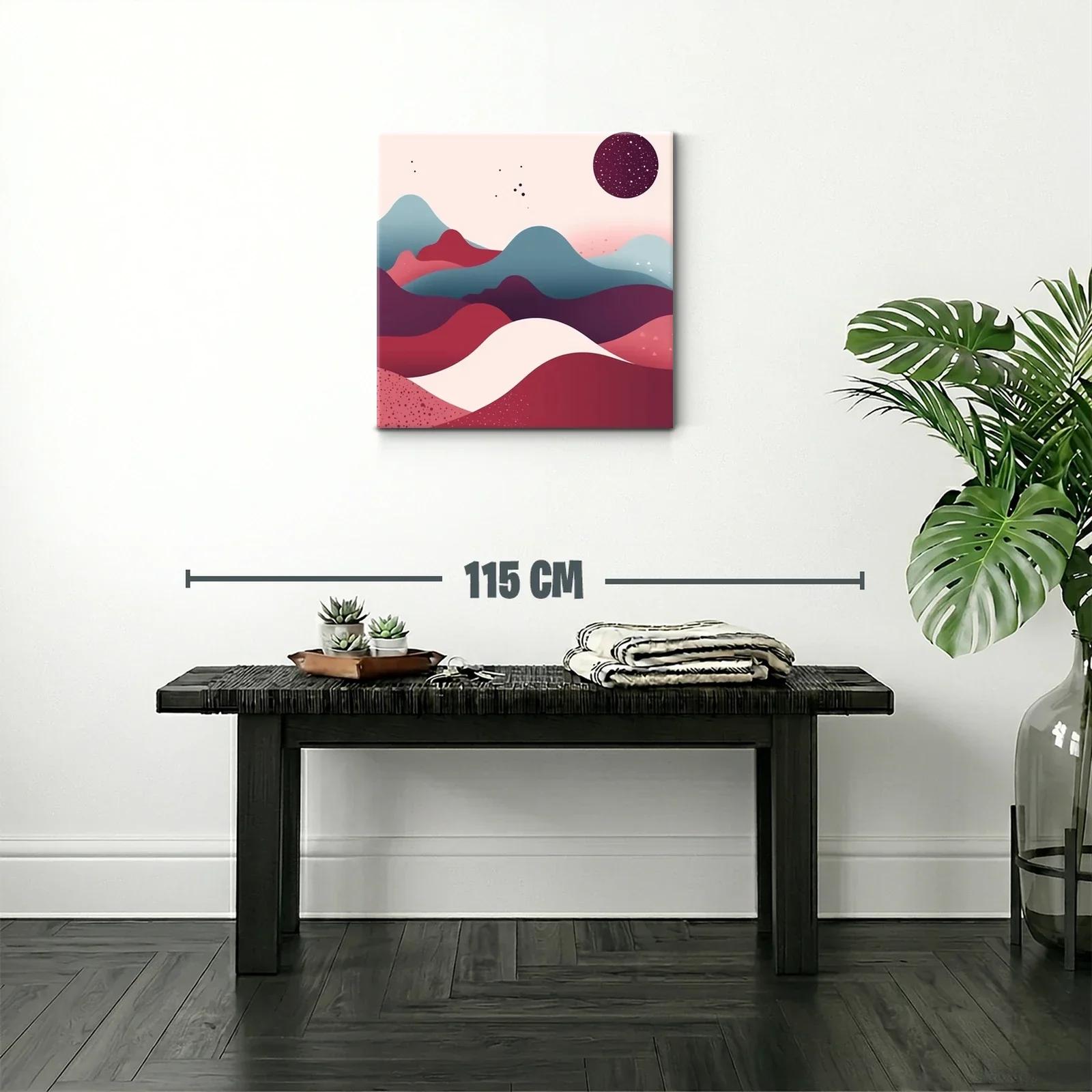 Paisaje abstracto en tonos cálidos y fríos con esfera estrellada — miniatura 2