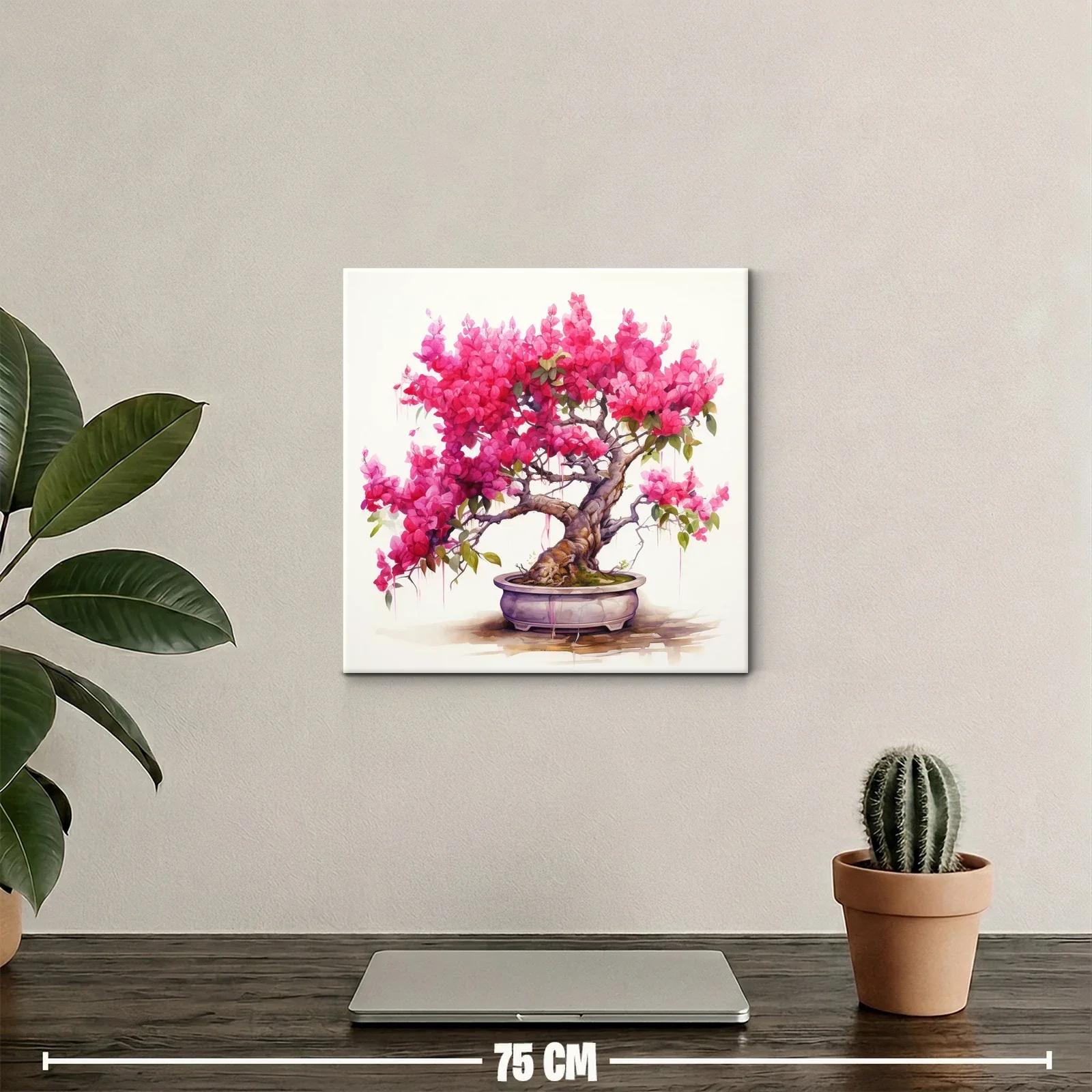 Bonsái con flores vibrantes en tonos rosas y verdes — miniatura 2