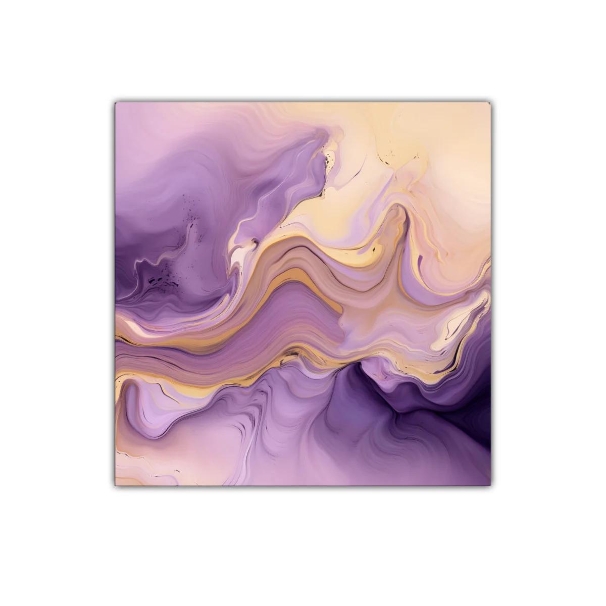 Cuadro decorativo con diseño abstracto en tonos morados y beige — miniatura 1