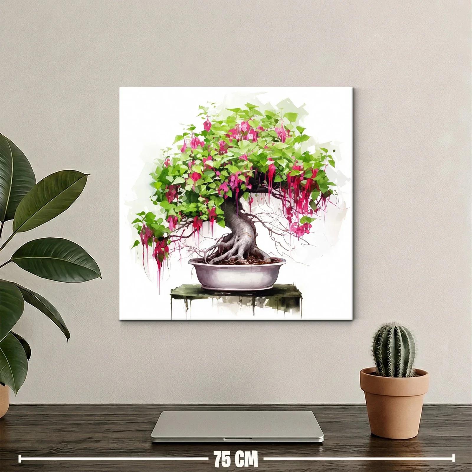 Bonsái con flores rosas y follaje verde vibrante — miniatura 2