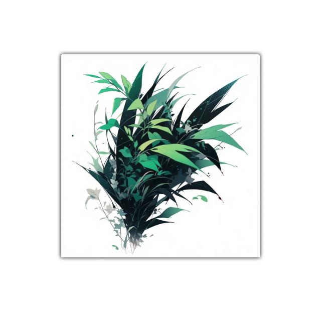 Composición Botánica de Hojas Verdes y Negro Profundo