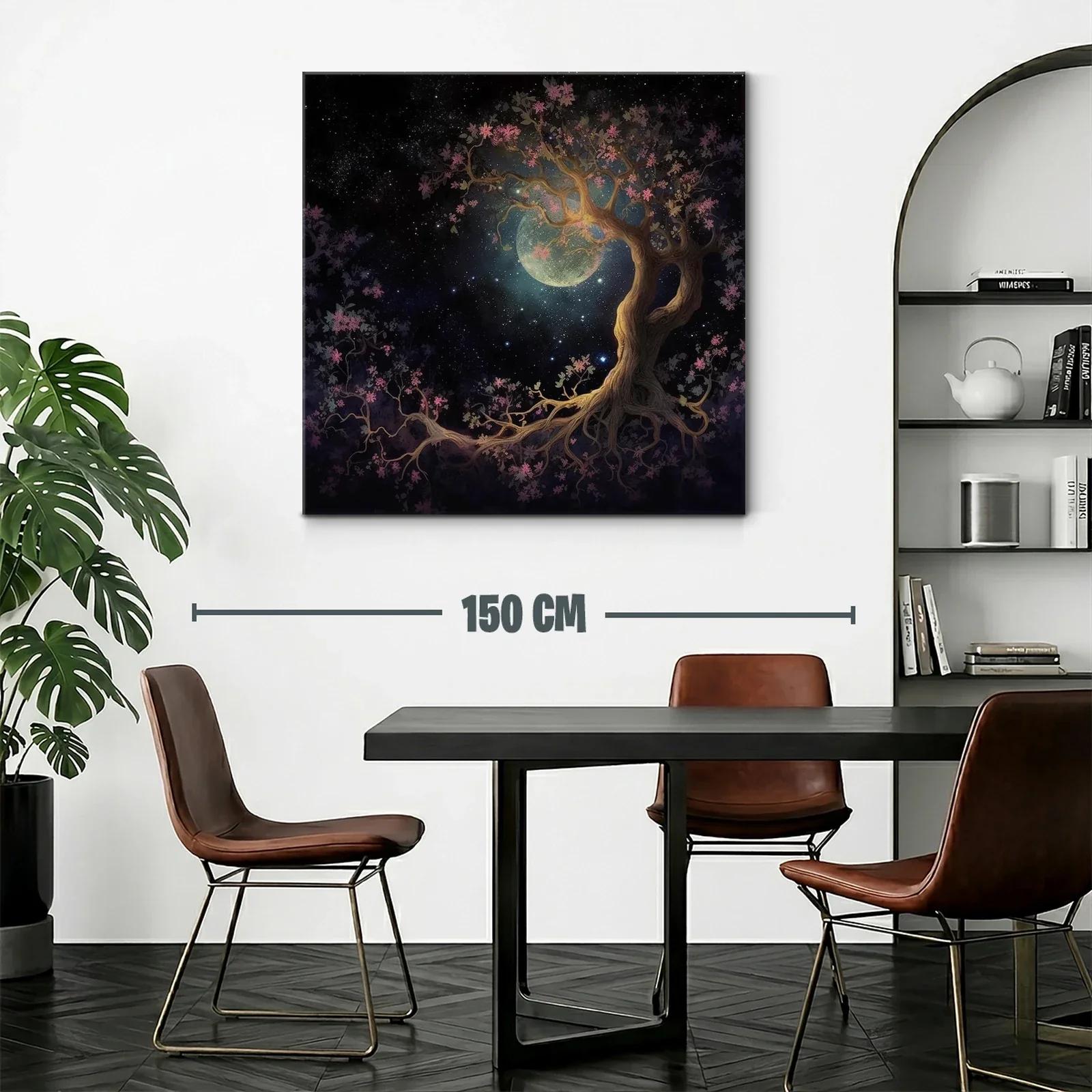Árbol mágico bajo la luna en un cielo estrellado — miniatura 2