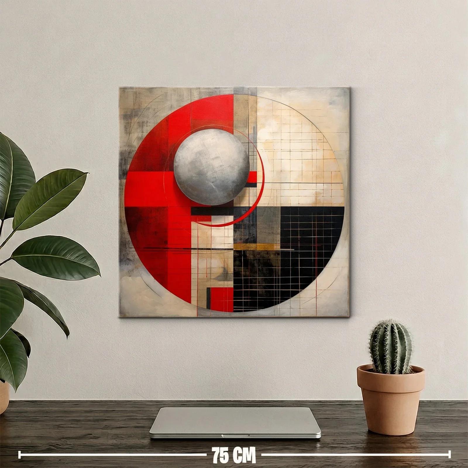 Composición geométrica moderna con esfera metálica y rojos vibrantes — miniatura 2