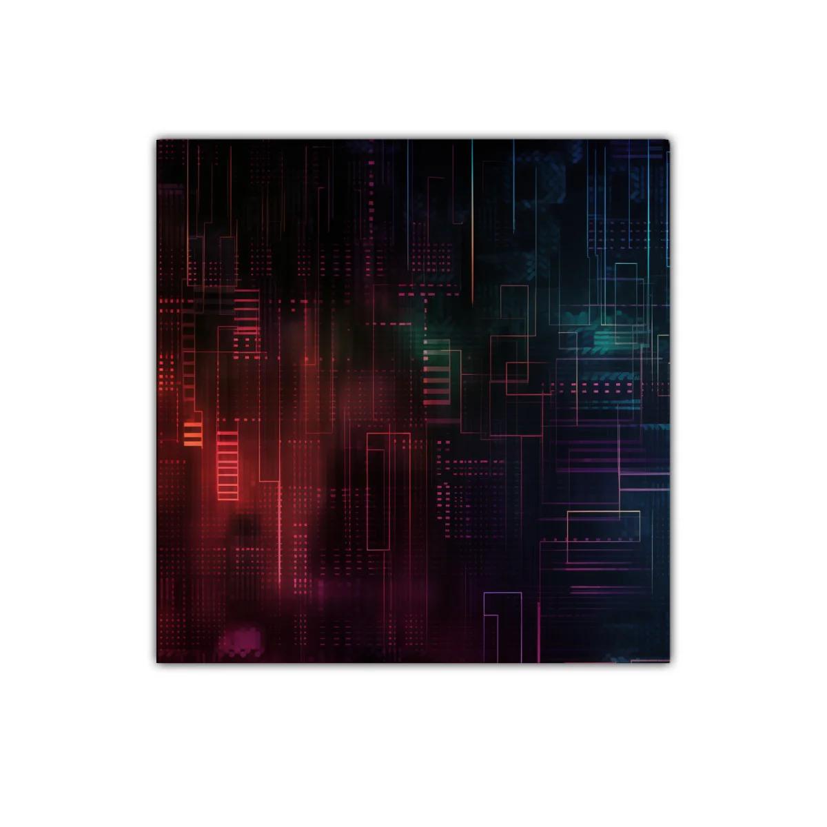 Cuadro decorativo abstracto con luces urbanas futuristas — imagen principal